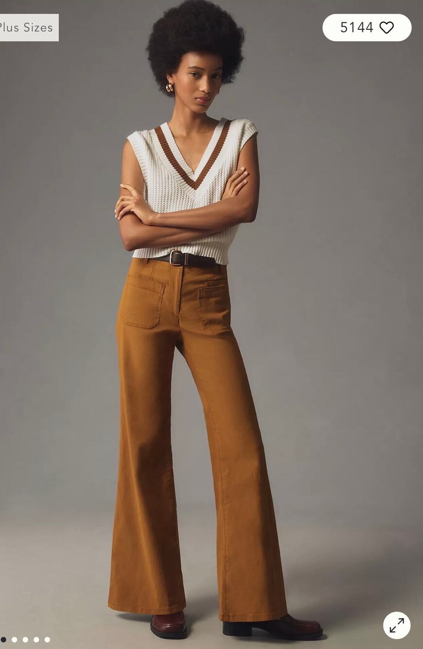 Maeve Anthropologie Junie High-Rise Flare Pants Women’s 28 Brown Magic Fabric